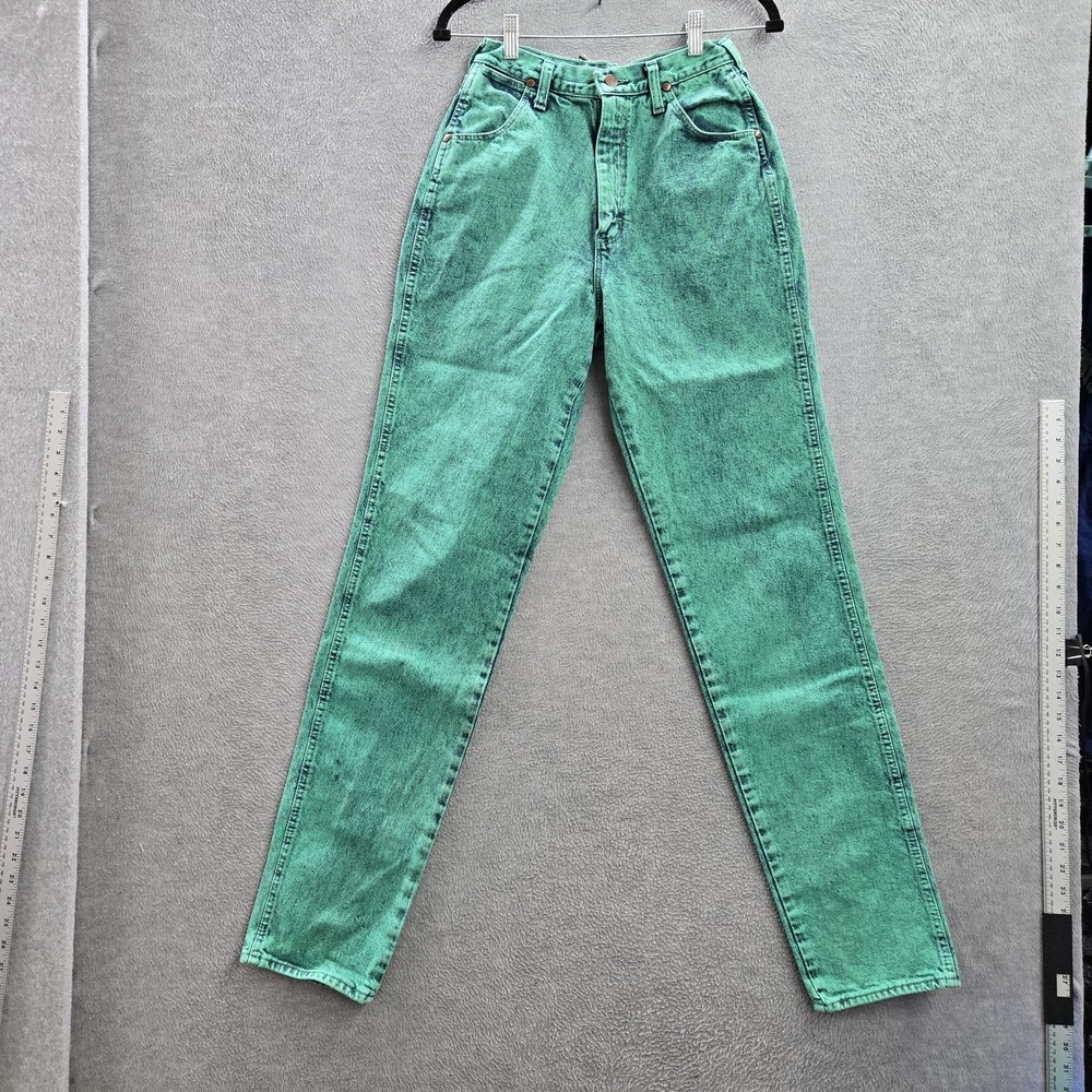 Wrangler Women Jeans 7/8X36 Green Denim 22MWXWJ 35" Inseam 90s USA